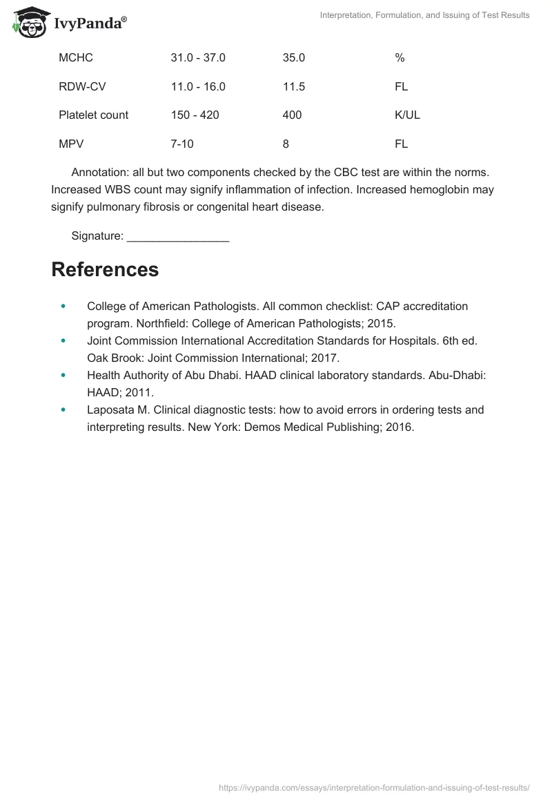Interpretation, Formulation, and Issuing of Test Results. Page 4
