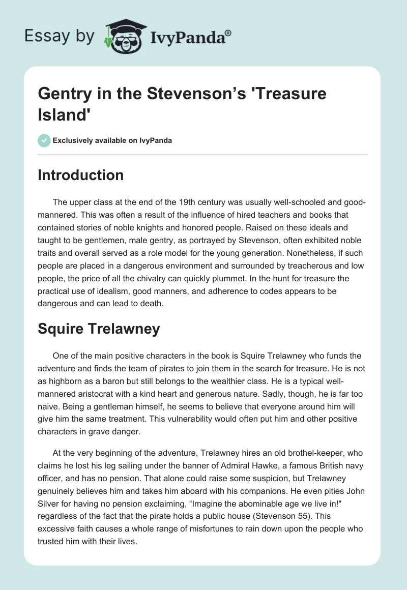 Gentry in the Stevenson’s 'Treasure Island'. Page 1