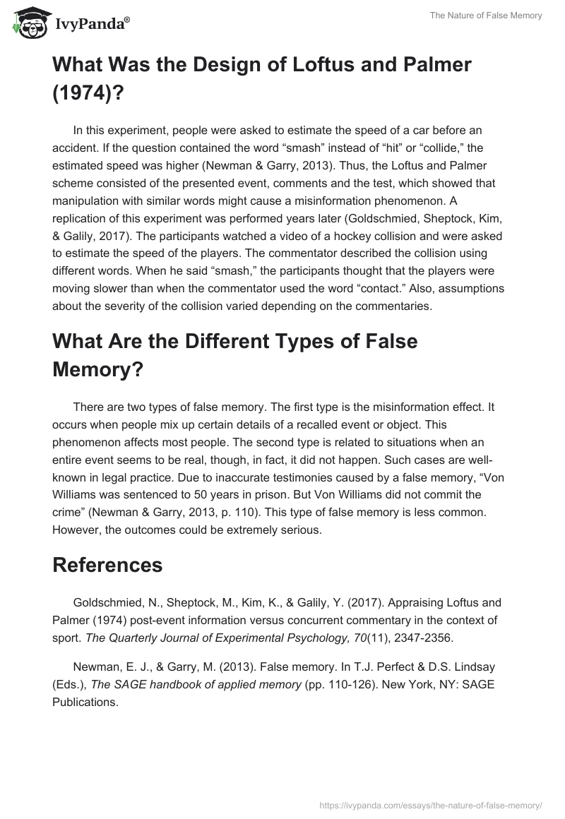 The Nature of False Memory. Page 2