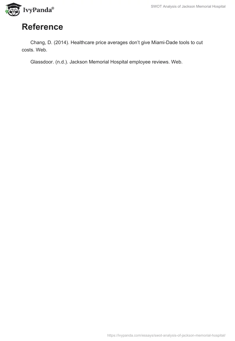 SWOT Analysis of Jackson Memorial Hospital. Page 3