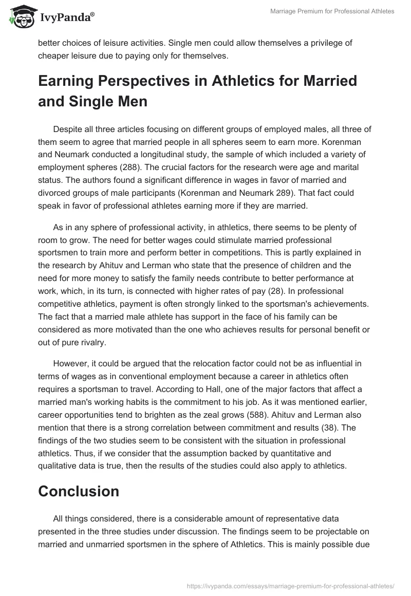 Marriage Premium for Professional Athletes. Page 2