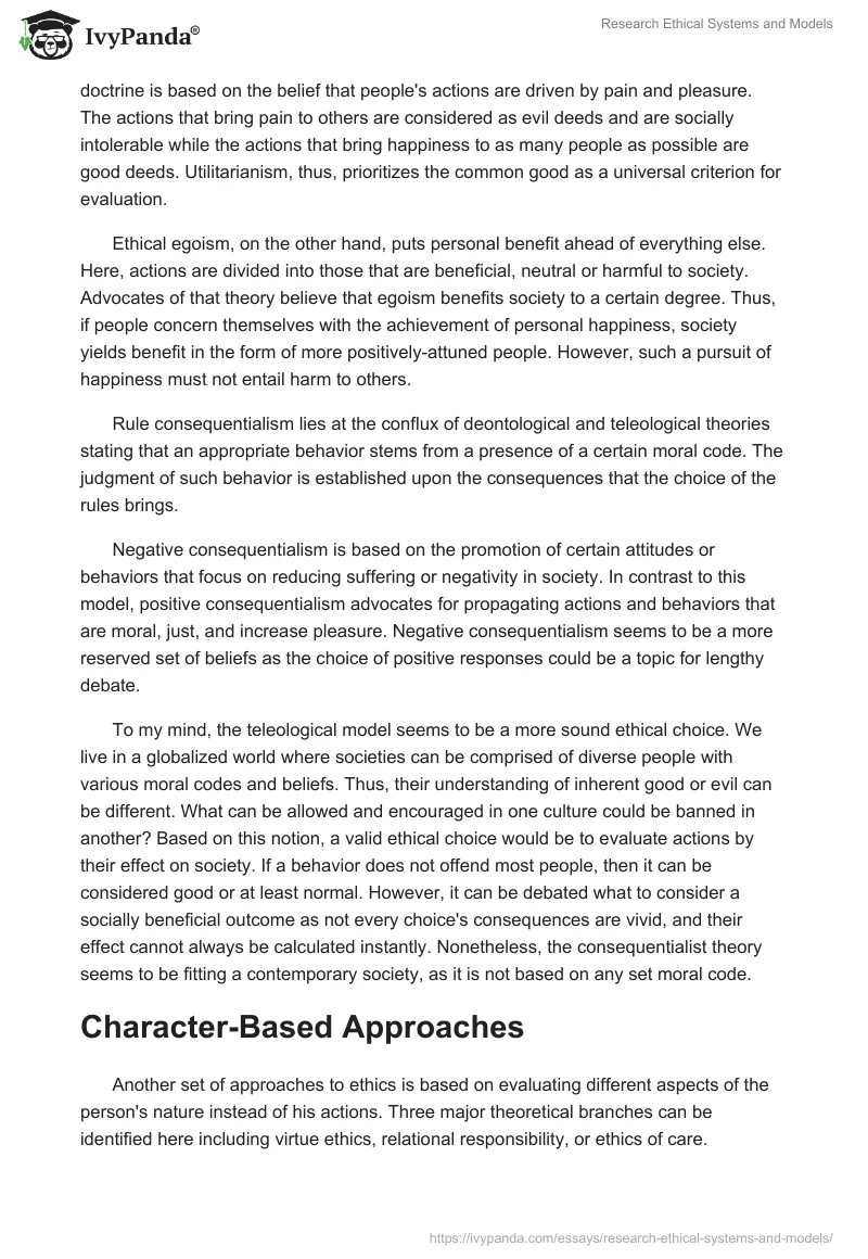Research Ethical Systems and Models. Page 2
