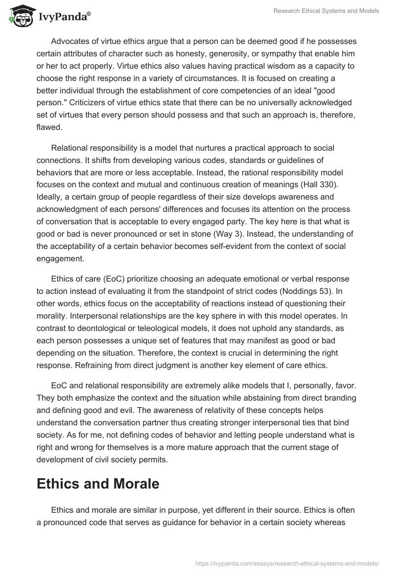 Research Ethical Systems and Models. Page 3