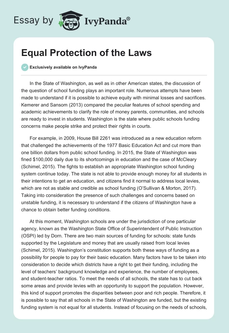 Equal Protection of the Laws. Page 1