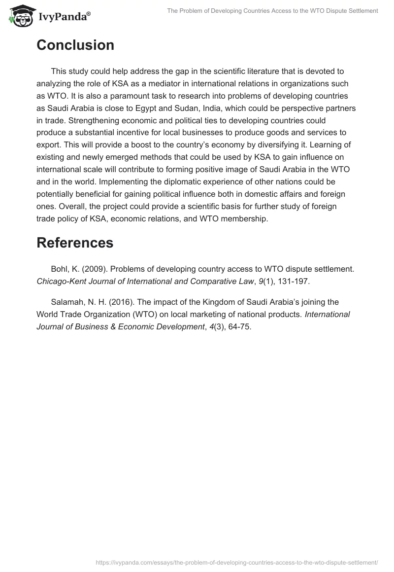 The Problem of Developing Countries Access to the WTO Dispute Settlement. Page 4