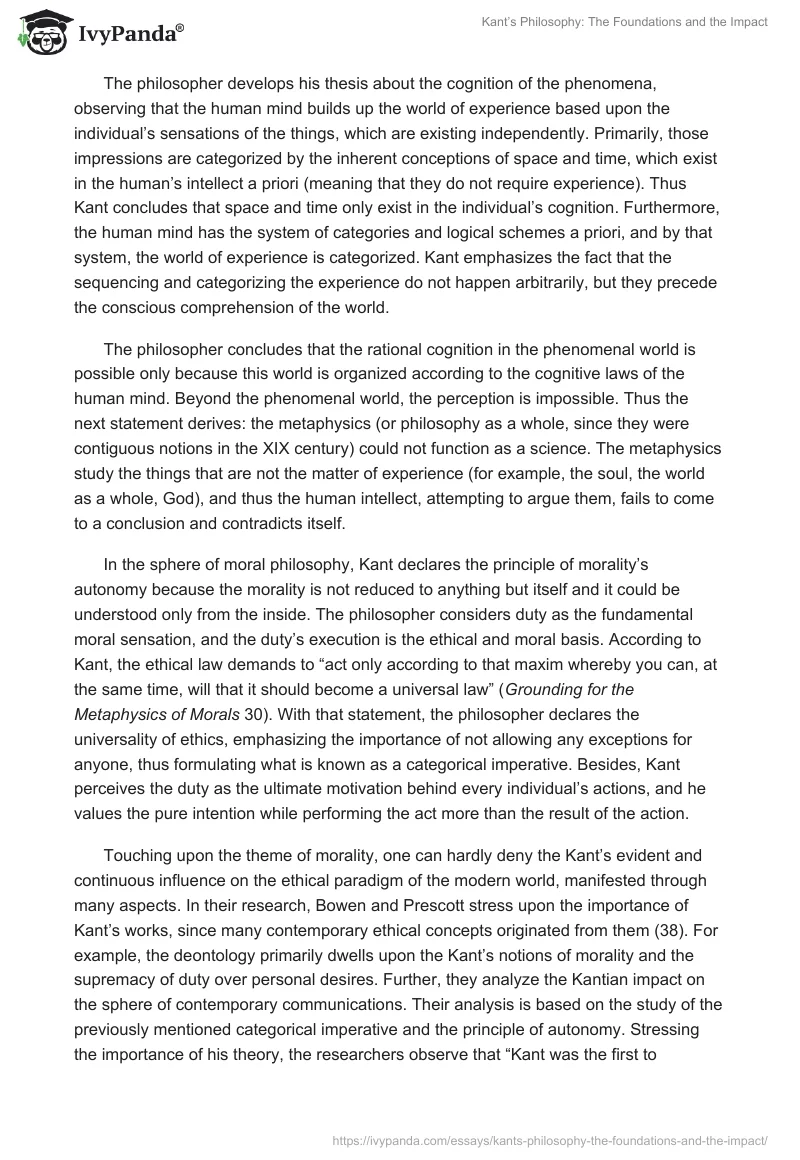 Kant’s Philosophy: The Foundations and the Impact. Page 2