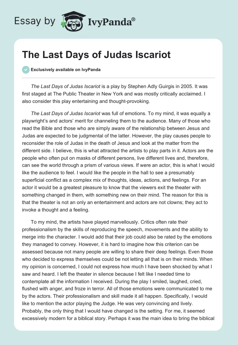 The Last Days of Judas Iscariot. Page 1