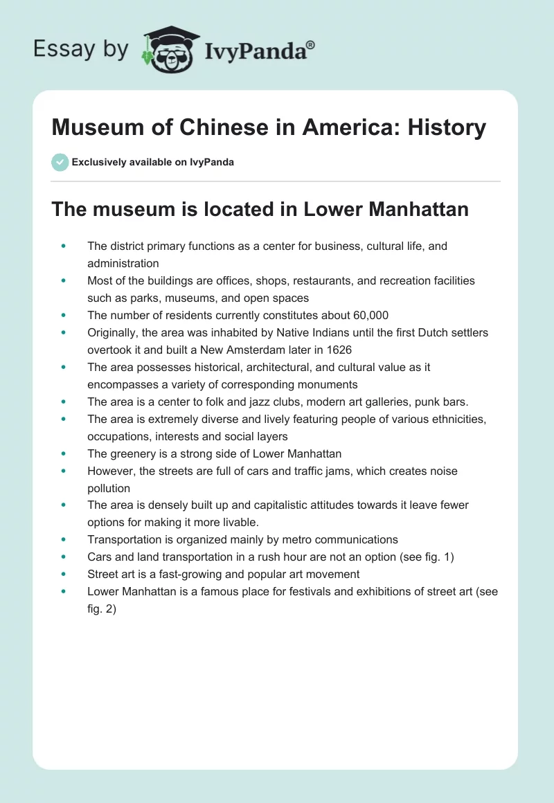 Museum of Chinese in America: History. Page 1