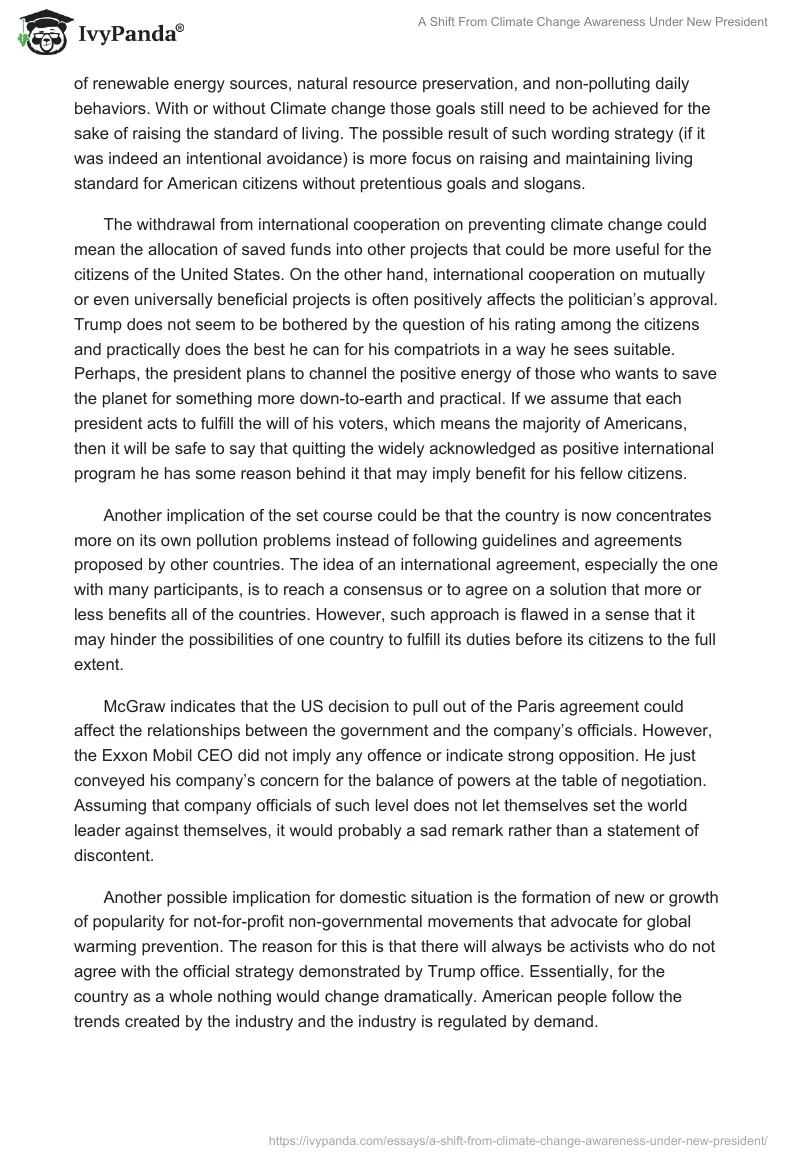 A Shift From Climate Change Awareness Under New President. Page 2