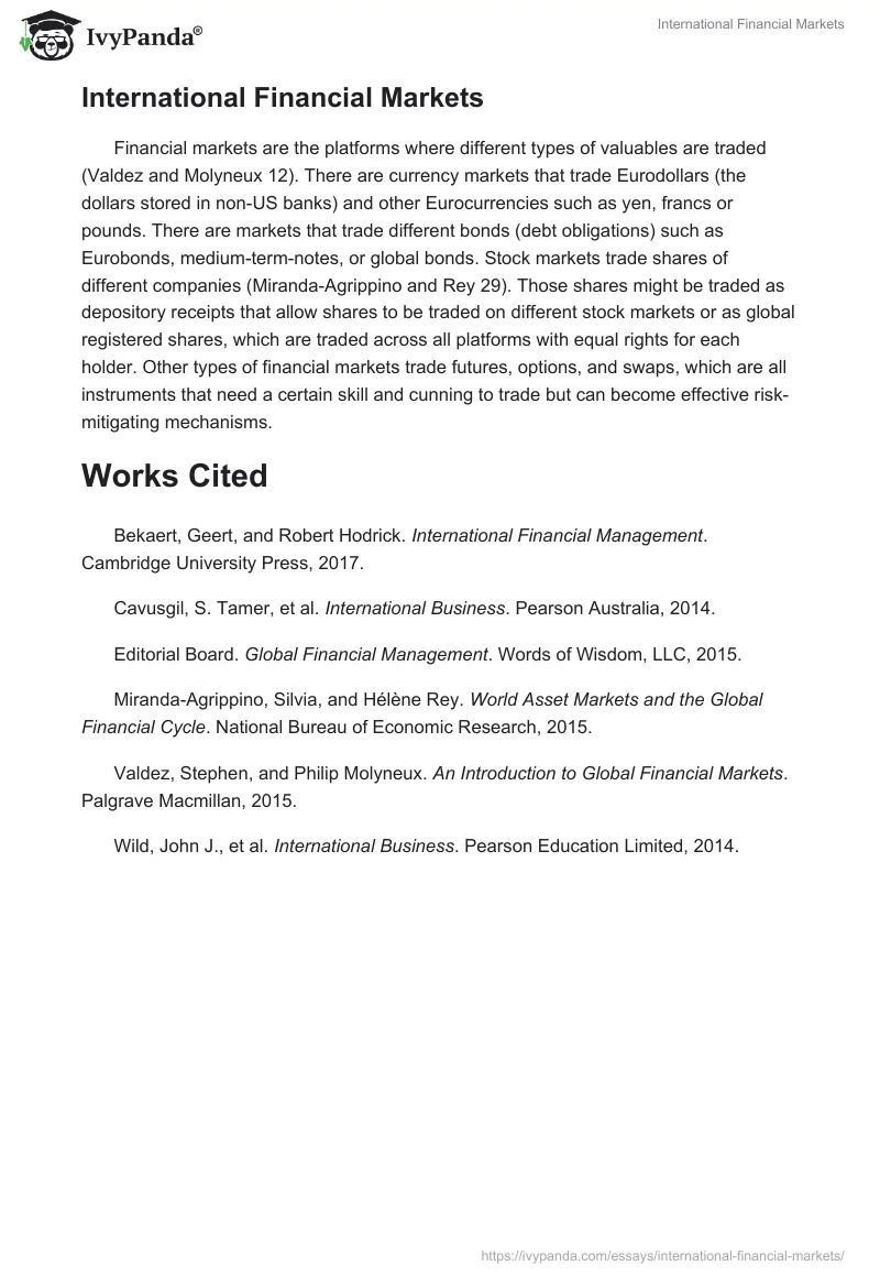 International Financial Markets. Page 3