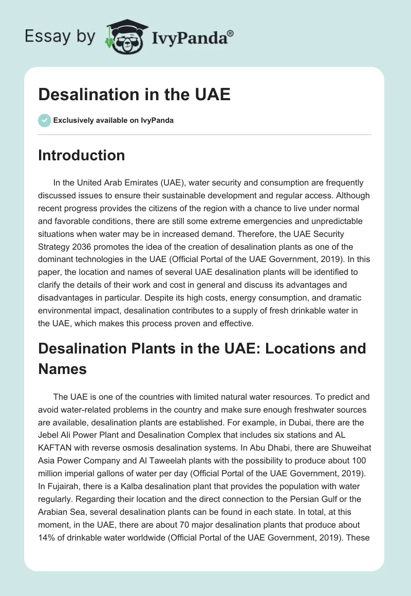 Desalination in the UAE. Page 1