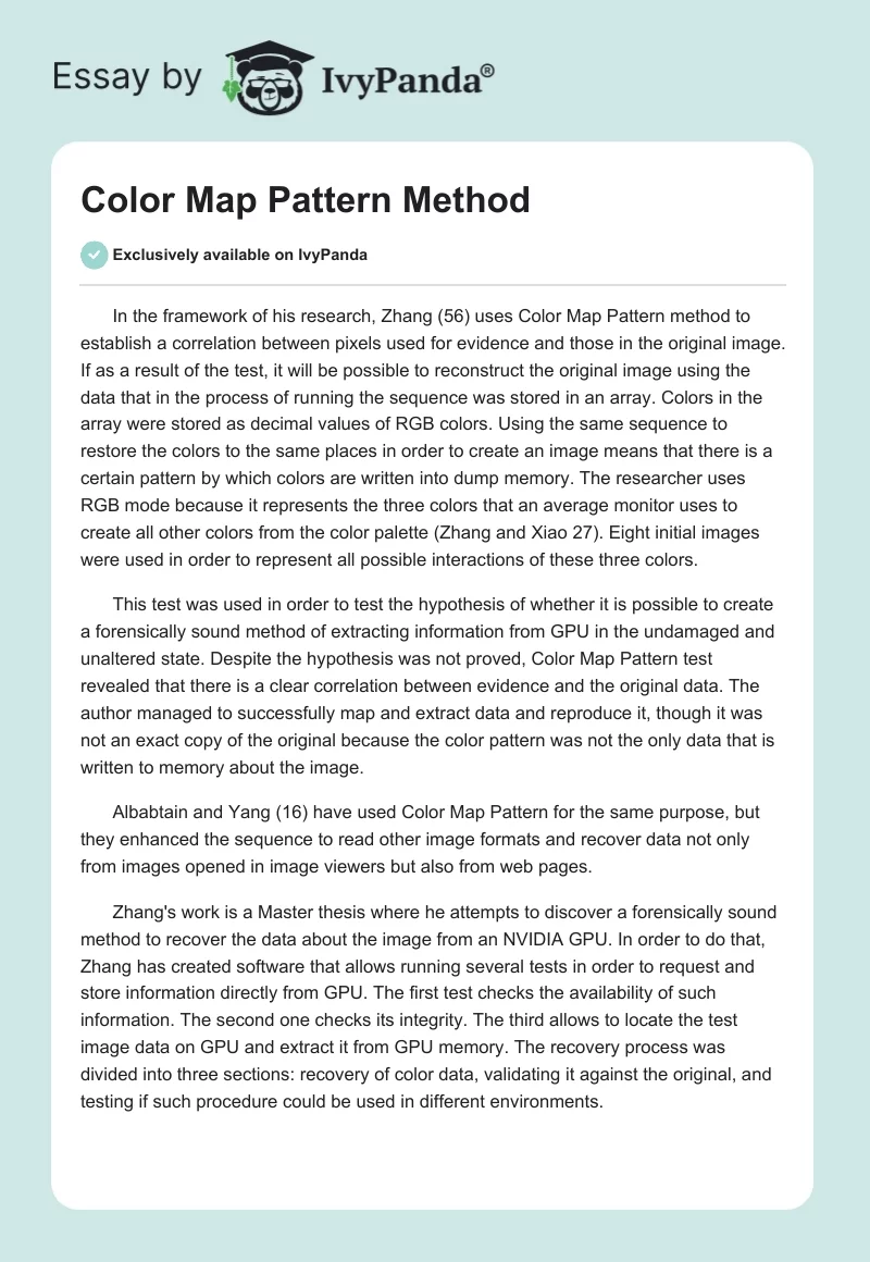 Color Map Pattern Method. Page 1