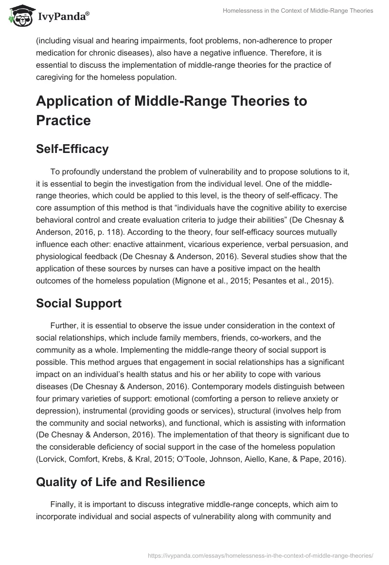 Homelessness in the Context of Middle-Range Theories. Page 2