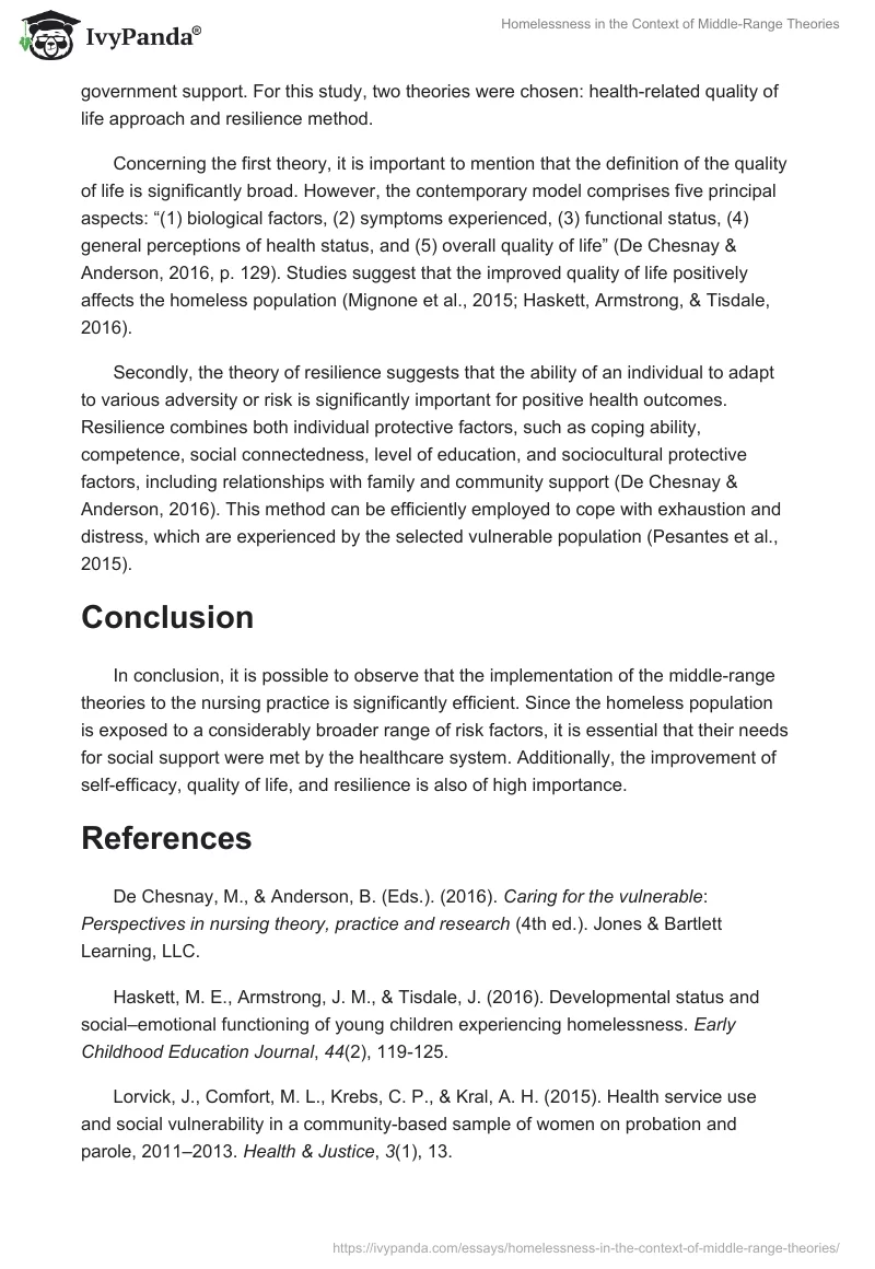 Homelessness in the Context of Middle-Range Theories. Page 3
