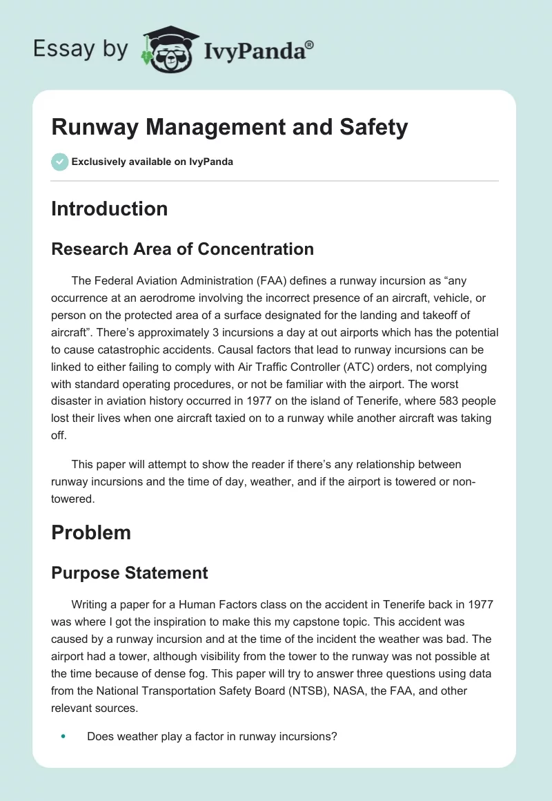 Runway Management and Safety. Page 1