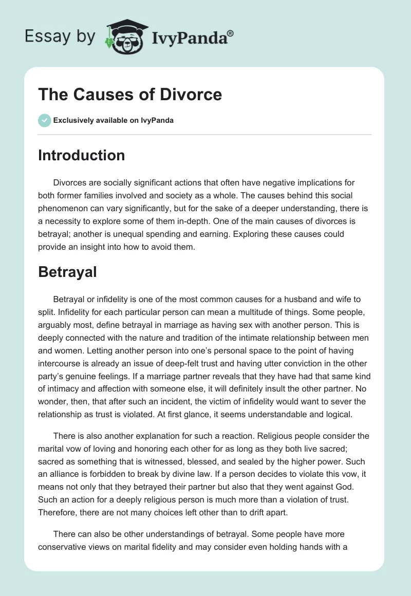 The Causes of Divorce. Page 1