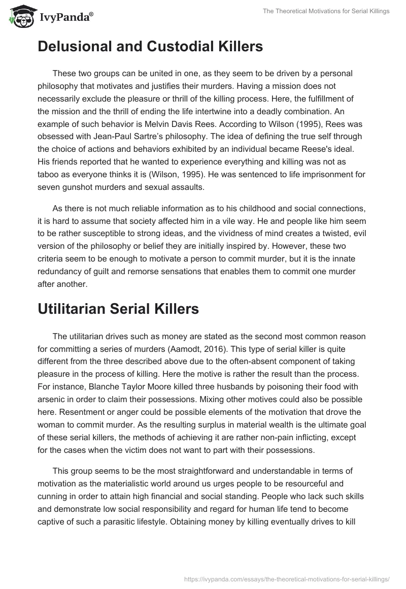The Theoretical Motivations for Serial Killings. Page 5