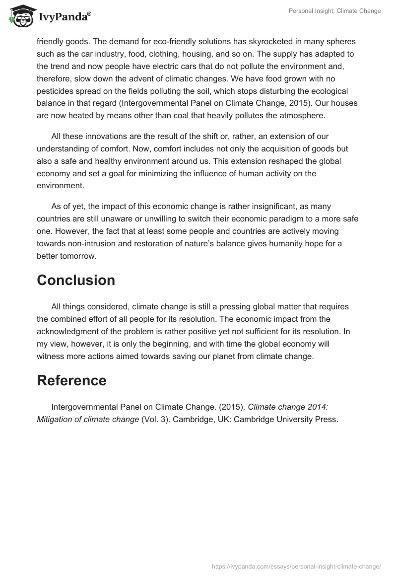 Personal Insight: Climate Change. Page 2
