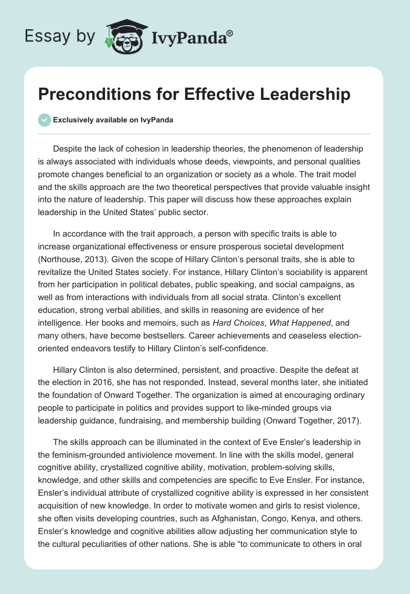 Preconditions for Effective Leadership. Page 1