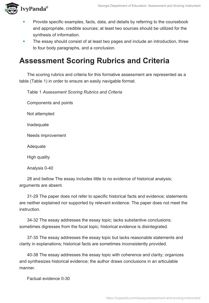 Georgia Department of Education: Assessment and Scoring Instrument. Page 2
