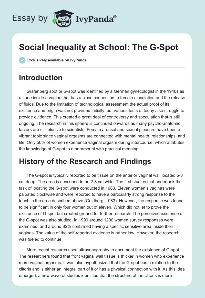 Social Inequality at School: The G-Spot. Page 1