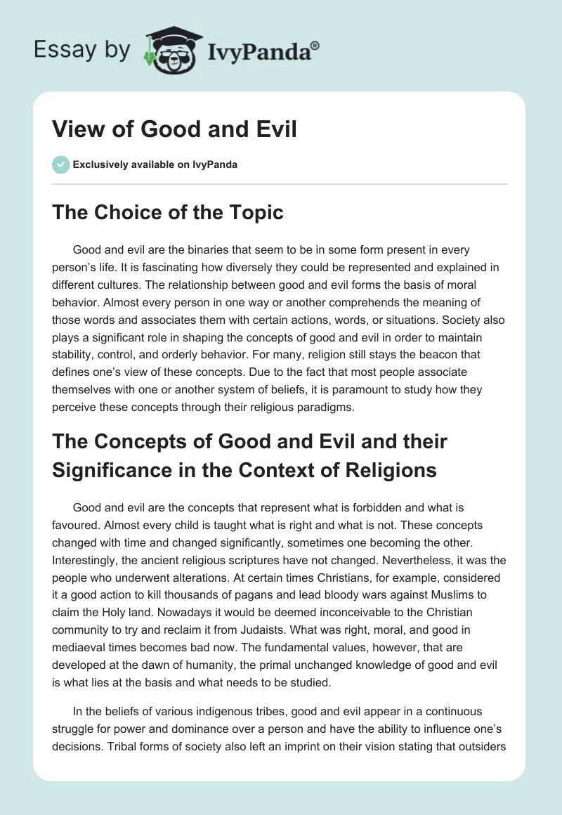 View of Good and Evil. Page 1