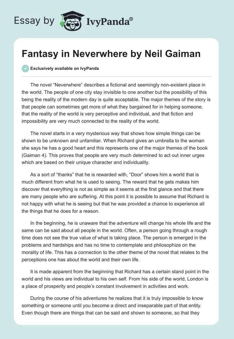 Fantasy in "Neverwhere" by Neil Gaiman. Page 1