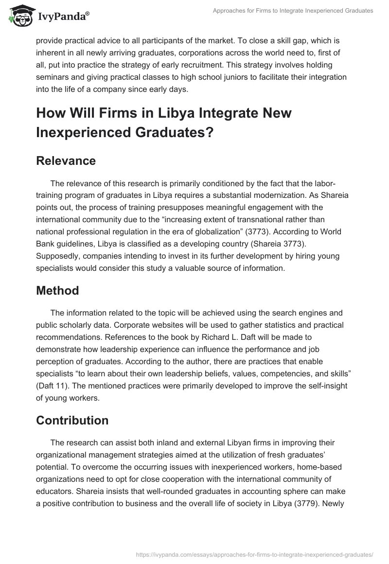 Approaches for Firms to Integrate Inexperienced Graduates. Page 2