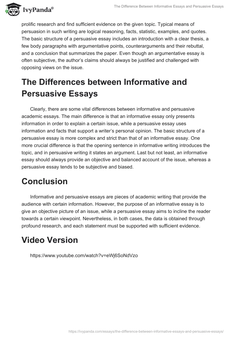 The Difference Between Informative Essays and Persuasive Essays. Page 2