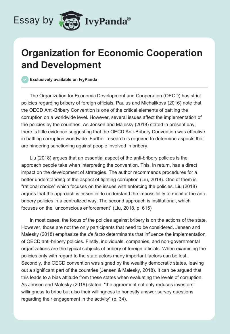 Organization for Economic Cooperation and Development. Page 1