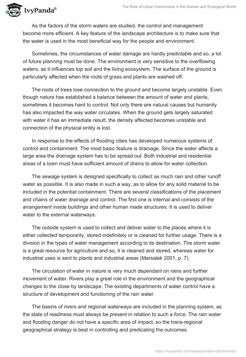 The Role of Urban Catchments in the Human and Ecological World. Page 2