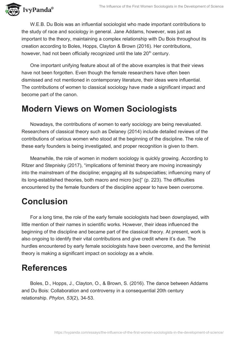 The Influence of the First Women Sociologists in the Development of Science. Page 2
