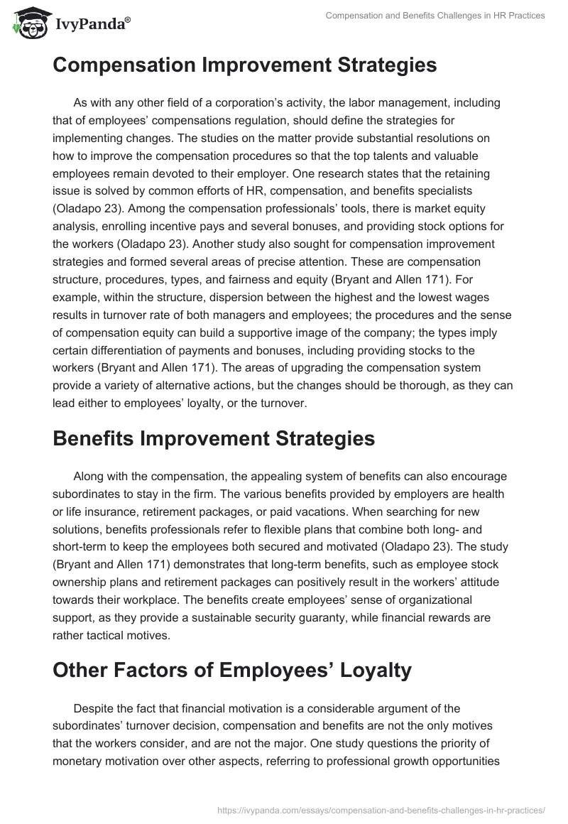 Compensation and Benefits Challenges in HR Practices. Page 2