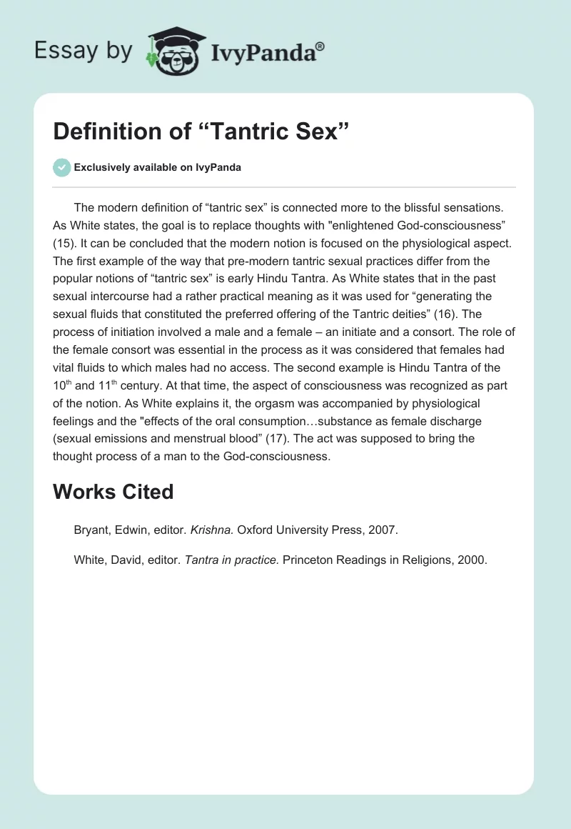 Definition of “Tantric Sex”. Page 1