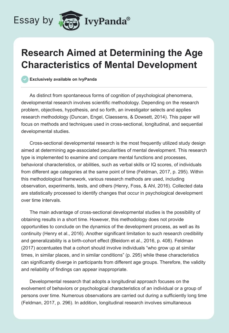 Research Aimed at Determining the Age Characteristics of Mental Development. Page 1