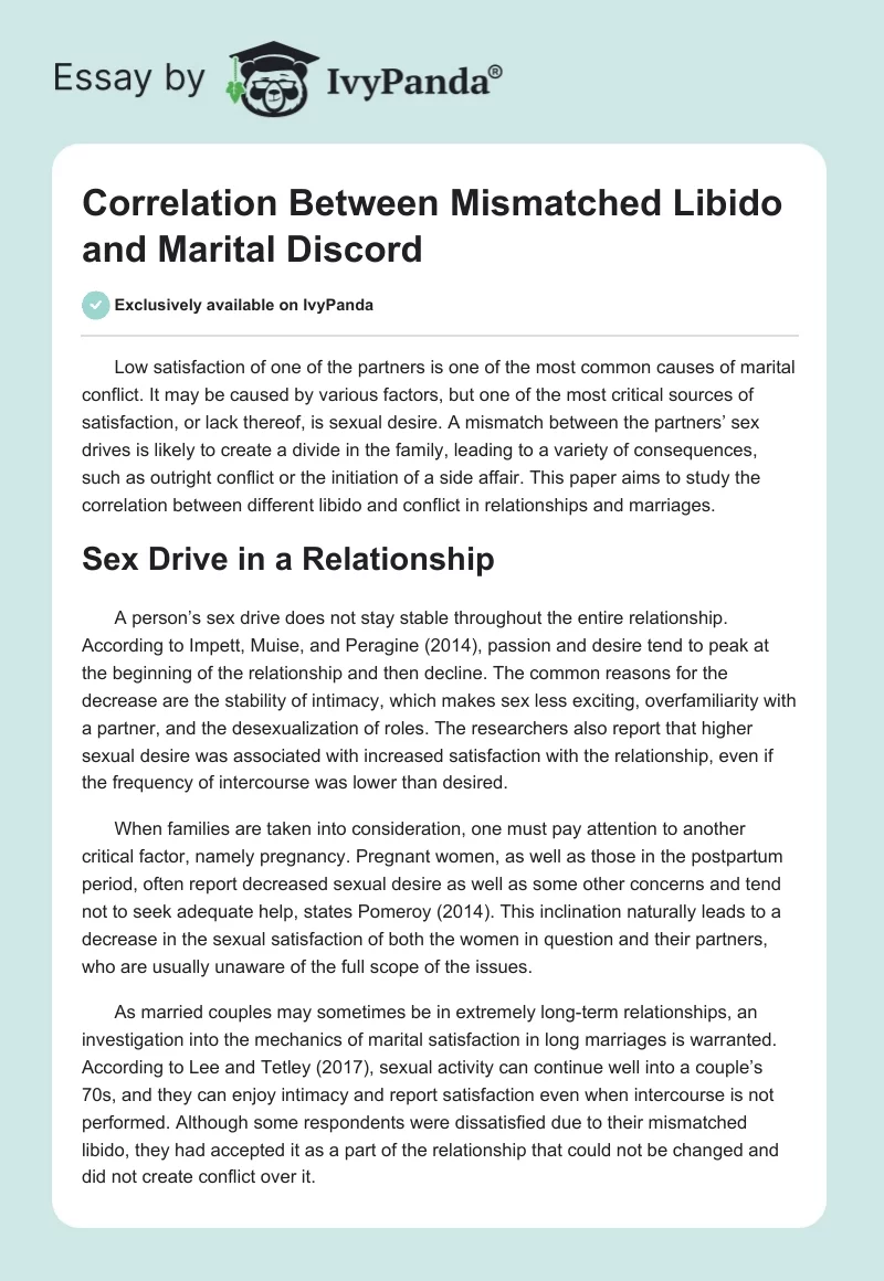 Correlation Between Mismatched Libido and Marital Discord. Page 1