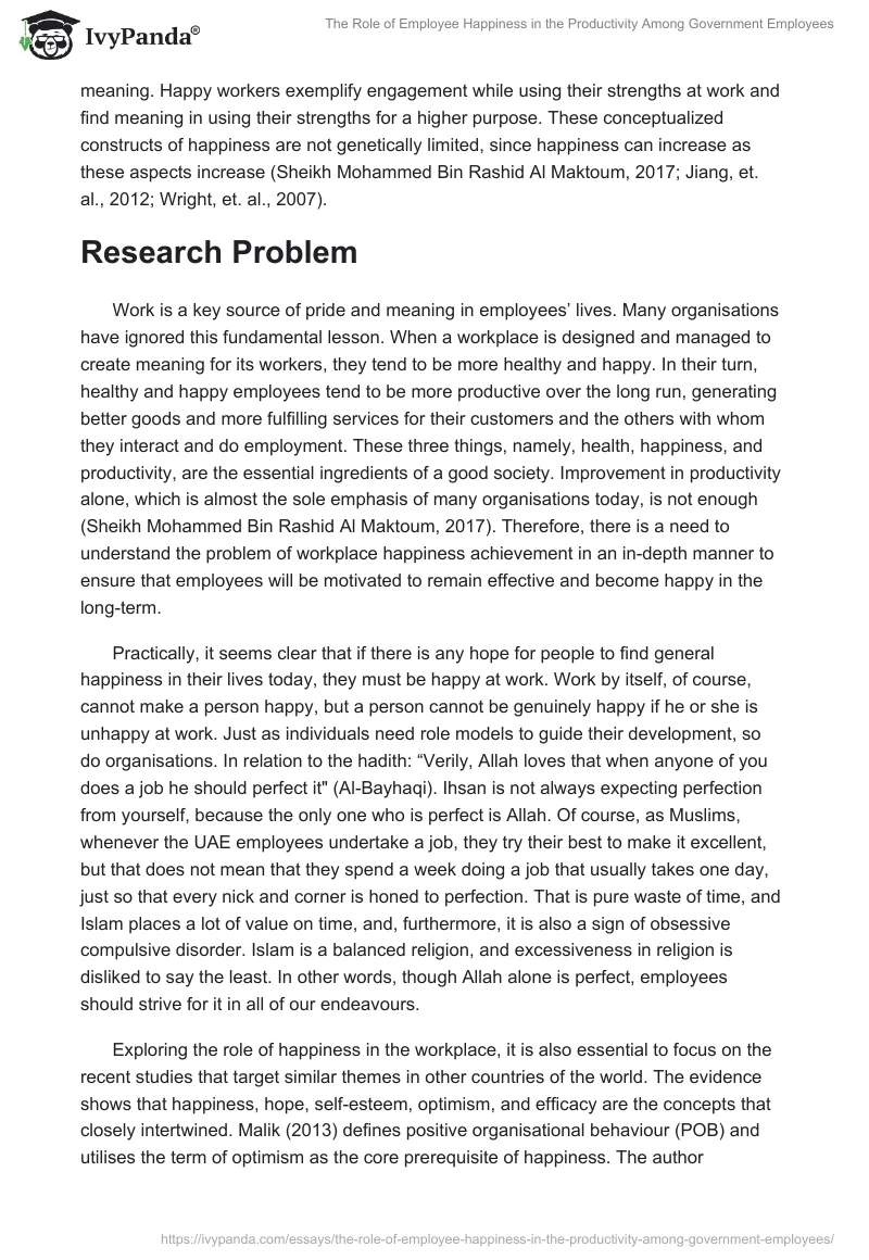 The Role of Employee Happiness in the Productivity Among Government Employees. Page 3