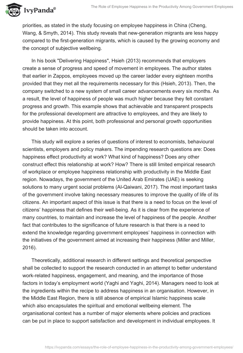 The Role of Employee Happiness in the Productivity Among Government Employees. Page 5