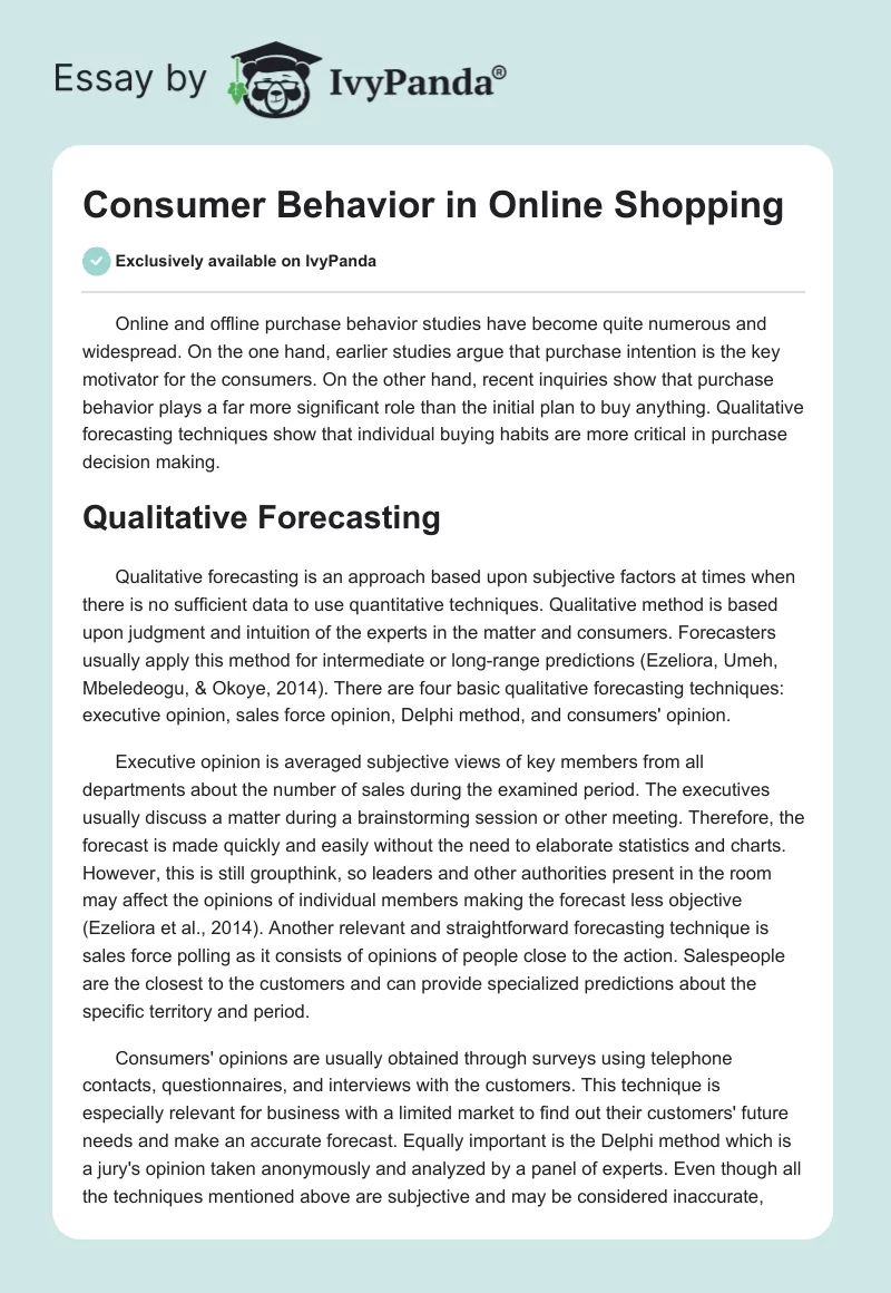Consumer Behavior in Online Shopping. Page 1