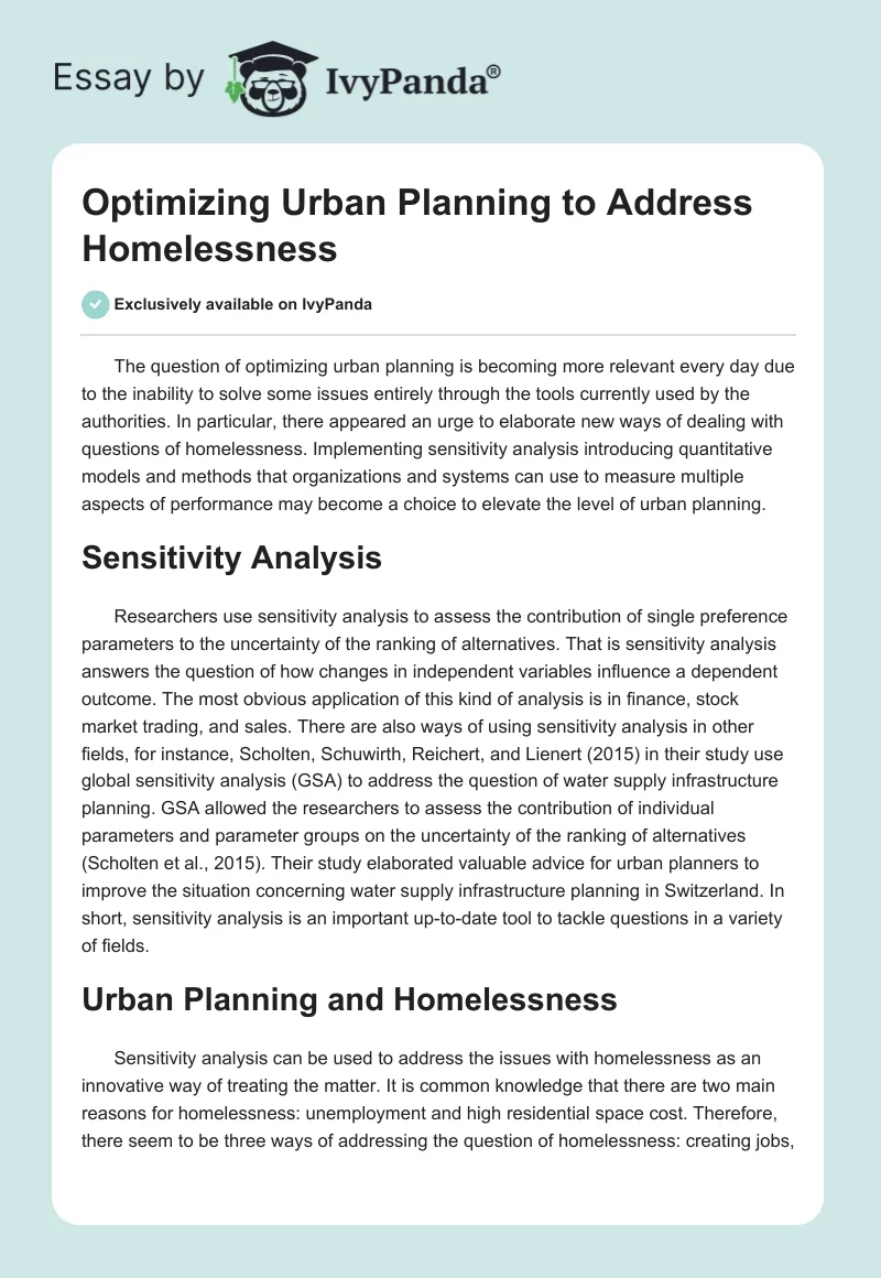 Optimizing Urban Planning to Address Homelessness. Page 1