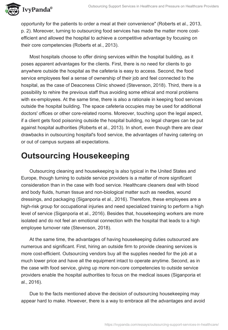 Outsourcing Support Services in Healthcare and Pressure on Healthcare Providers. Page 2