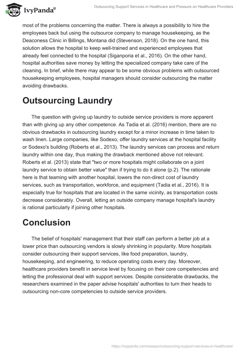 Outsourcing Support Services in Healthcare and Pressure on Healthcare Providers. Page 3