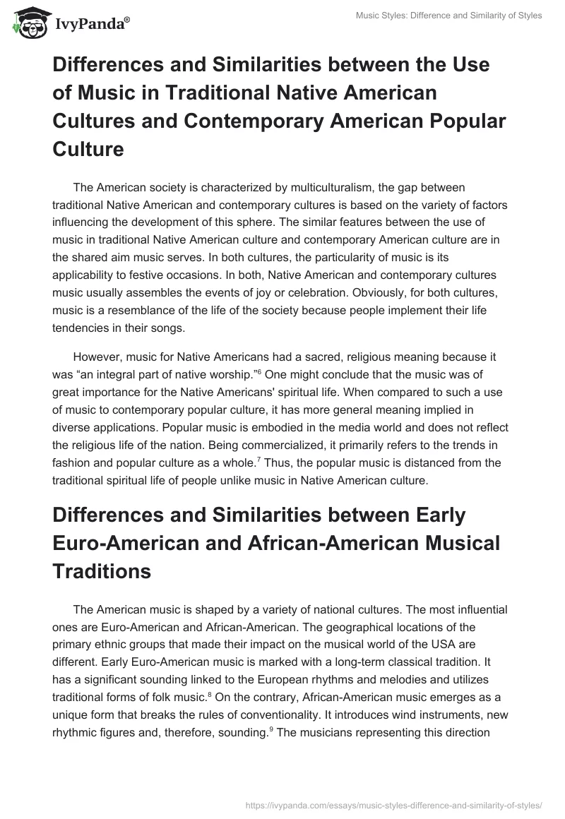 Music Styles: Difference and Similarity of Styles. Page 2