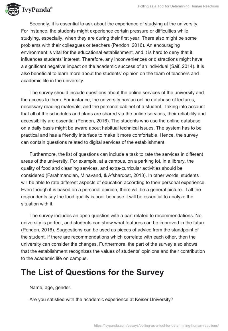 Polling as a Tool for Determining Human Reactions. Page 2