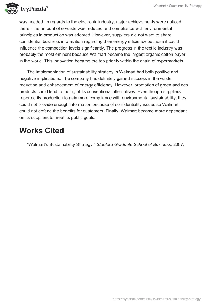Walmart’s Sustainability Strategy. Page 2
