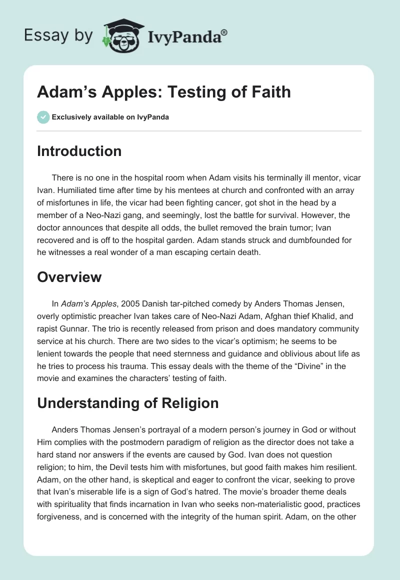 Adam’s Apples: Testing of Faith. Page 1