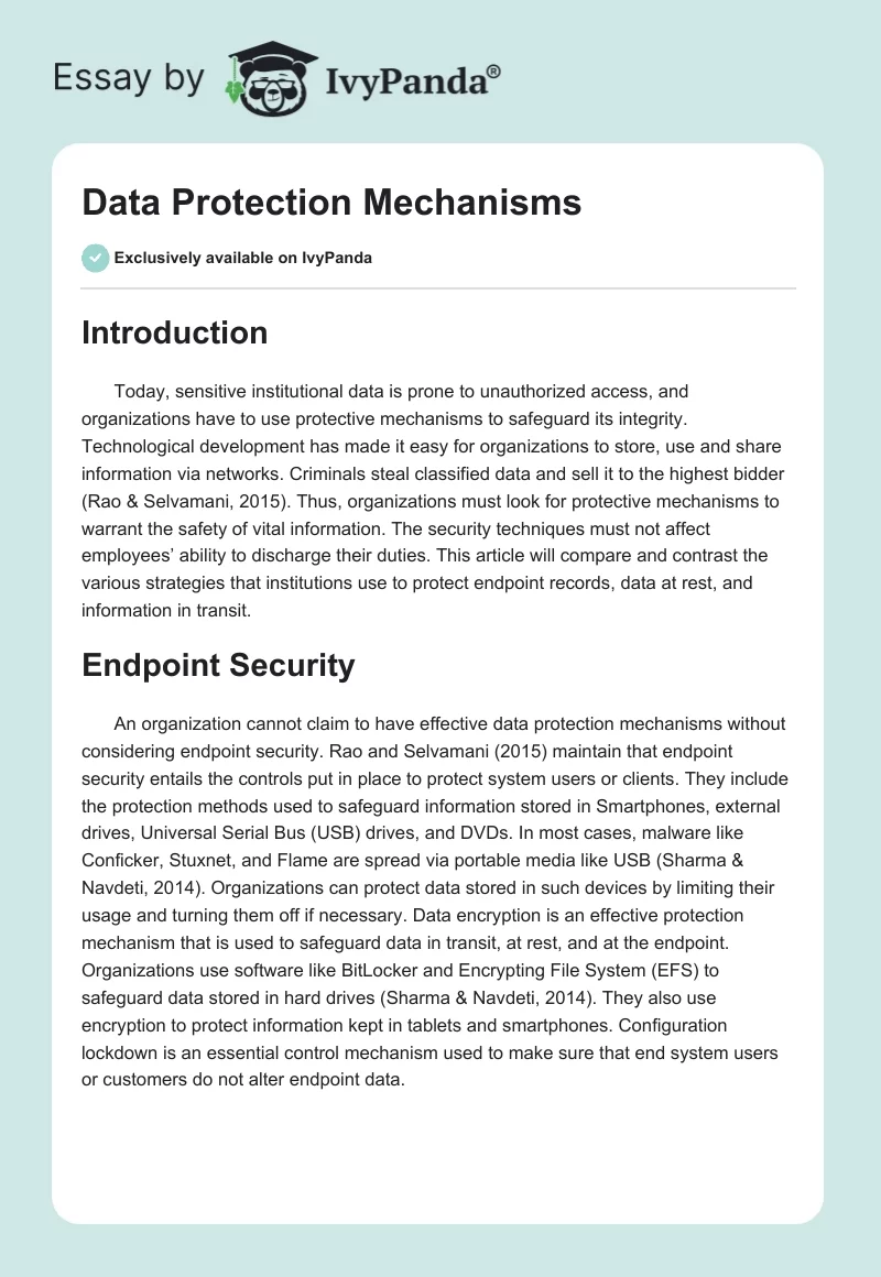Data Protection Mechanisms. Page 1