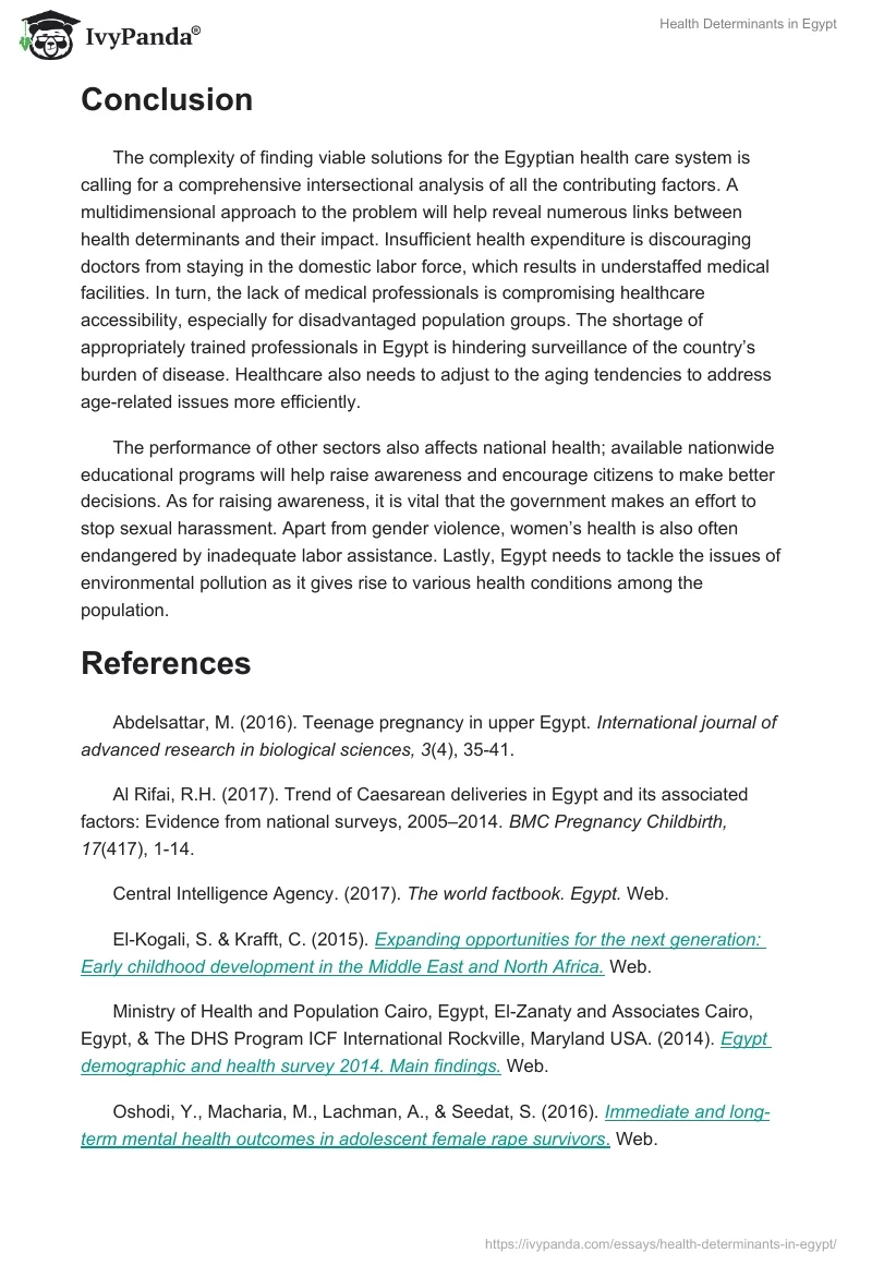 Health Determinants in Egypt. Page 5