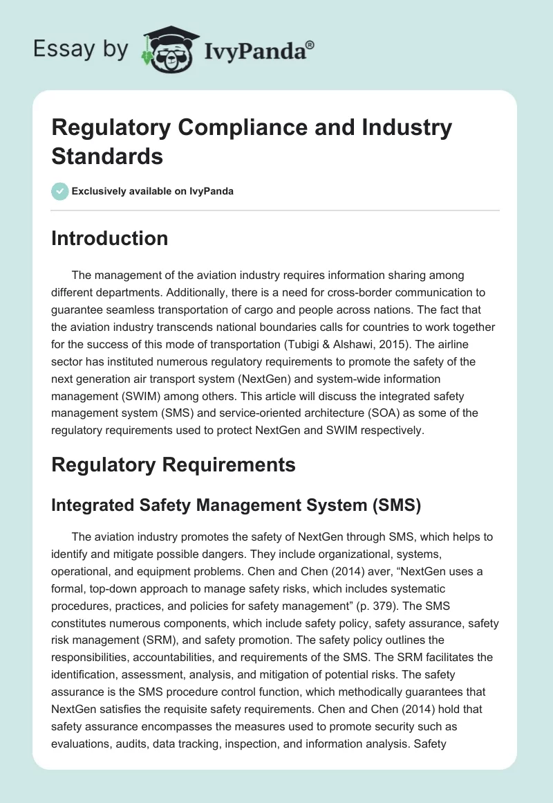 Regulatory Compliance and Industry Standards. Page 1