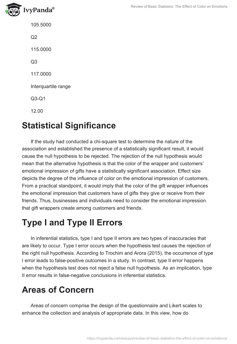 Review of Basic Statistics: The Effect of Color on Emotions. Page 5